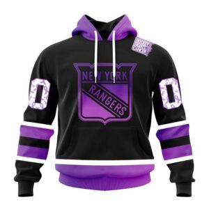 Personalized NHL New York Rangers Hoodie Special Black Hockey Fights Cancer Kits Hoodie 1