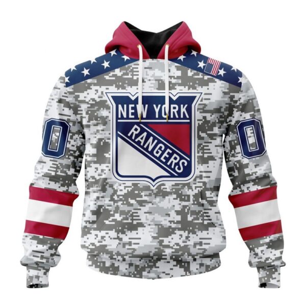 Personalized NHL New York Rangers Hoodie Special Camo Design For Veterans Day Hoodie