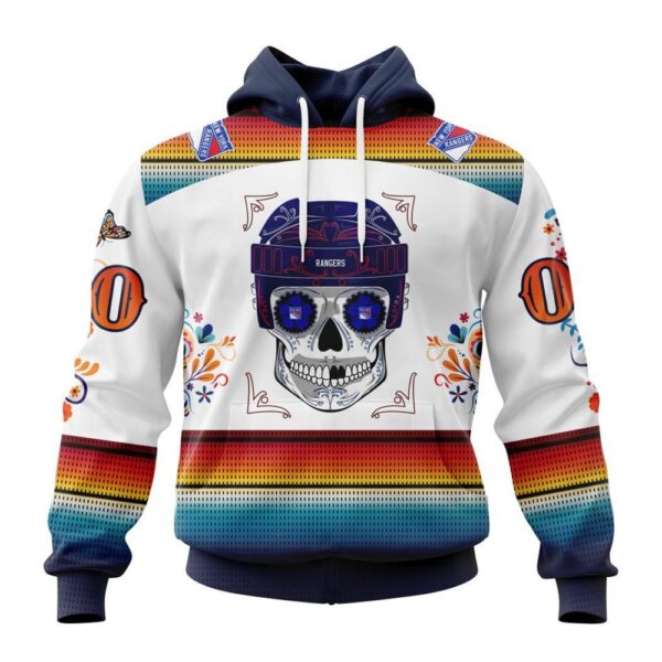 Personalized NHL New York Rangers Hoodie Special Design For Dia De Los Muertos Hoodie