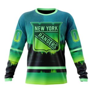 Personalized NHL New York Rangers Special Crewneck Sweatshirt Design With Northern Light Full Printed Sweatshirt 1