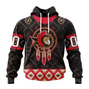 Personalized NHL Ottawa Senators All Over Print Hoodie Design With Native Pattern Full Printed Hoodie 1