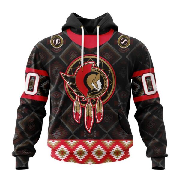 Personalized NHL Ottawa Senators All Over Print Hoodie Design With Native Pattern Full Printed Hoodie