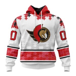 Personalized NHL Ottawa Senators All Over Print Hoodie Special Autism Awareness Design With Home Jersey Style Hoodie 1