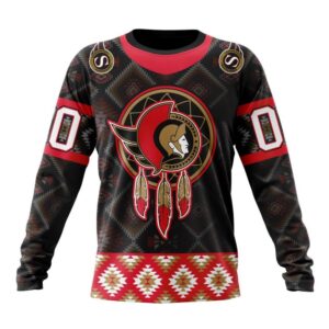 Personalized NHL Ottawa Senators Crewneck Sweatshirt Design With Native Pattern Full Printed Sweatshirt 1