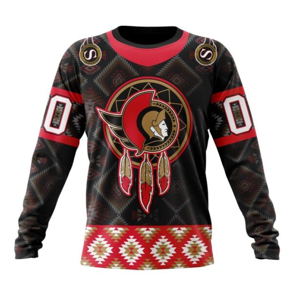 Personalized NHL Ottawa Senators Crewneck Sweatshirt Design With Native Pattern Full Printed Sweatshirt