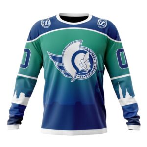 Personalized NHL Ottawa Senators Crewneck Sweatshirt New Gradient Series Concept 1
