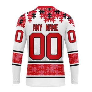 Personalized NHL Ottawa Senators Crewneck Sweatshirt Special Autism Awareness Design With Home Jersey Style 2