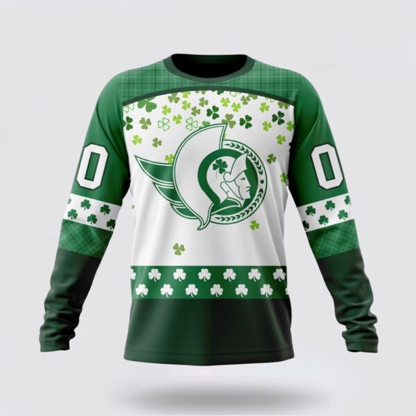 Personalized NHL Ottawa Senators Crewneck Sweatshirt Special Design For St Patrick Day Sweatshirt