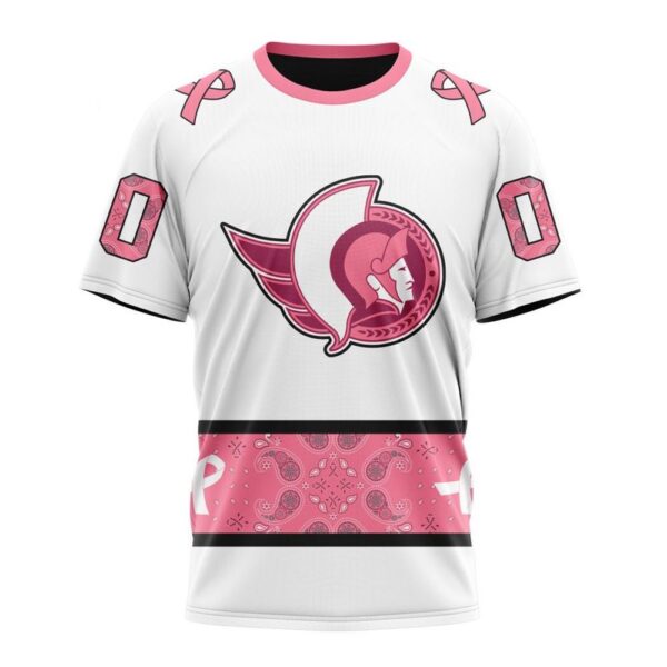 Personalized NHL Ottawa Senators T-Shirt In Classic Style With Paisley In October We Wear Pink Breast Cancer T-Shirt