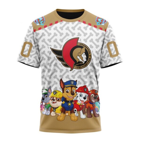 Personalized NHL Ottawa Senators T-Shirt Special PawPatrol Design T-Shirt