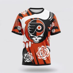 Personalized NHL Philadelphia Flyers 3D T Shirt Special Grateful Dead Gathering Flowers Design T Shirt 1