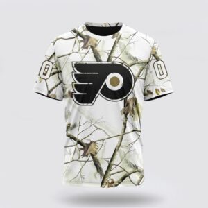 Personalized NHL Philadelphia Flyers 3D T Shirt Special White Winter Hunting Camo Design T Shirt 1