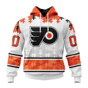 Personalized NHL Philadelphia Flyers All Over Print Hoodie Special Autism Awareness Design With Home Jersey Style Hoodie 1