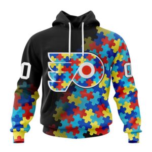 Personalized NHL Philadelphia Flyers All Over Print Hoodie Special Black Autism Awareness Design Hoodie 1