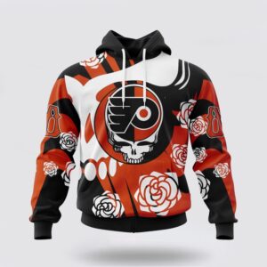 Personalized NHL Philadelphia Flyers All Over Print Hoodie Special Grateful Dead Gathering Flowers Design Hoodie 1