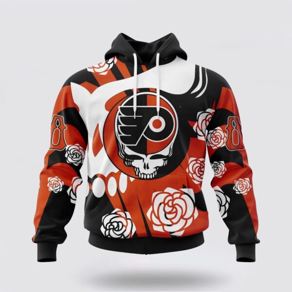 Personalized NHL Philadelphia Flyers All Over Print Hoodie Special Grateful Dead Gathering Flowers Design Hoodie