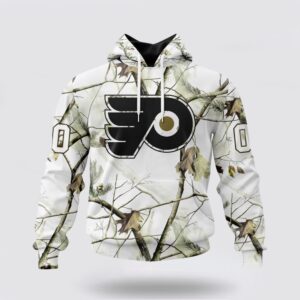 Personalized NHL Philadelphia Flyers All Over Print Hoodie Special White Winter Hunting Camo Design Hoodie 1