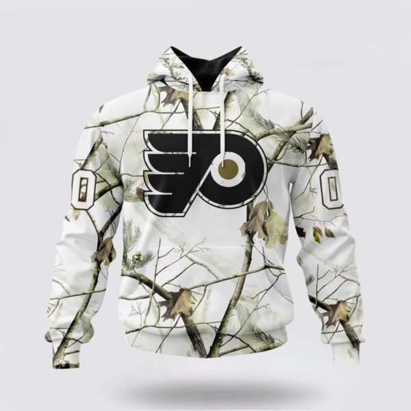 Personalized NHL Philadelphia Flyers All Over Print Hoodie Special White Winter Hunting Camo Design Hoodie