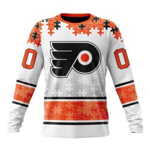 Personalized NHL Philadelphia Flyers Crewneck Sweatshirt Special Autism Awareness Design With Home Jersey Style 1