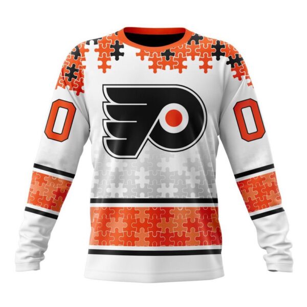 Personalized NHL Philadelphia Flyers Crewneck Sweatshirt Special Autism Awareness Design With Home Jersey Style