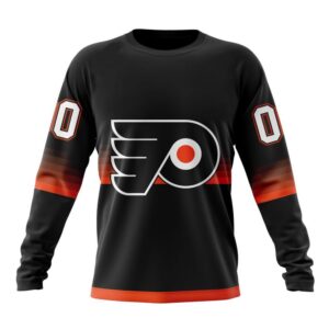 Personalized NHL Philadelphia Flyers Crewneck Sweatshirt Special Black And Gradient Design 1