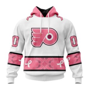 Personalized NHL Philadelphia Flyers Hoodie In Classic Style With Paisley In October We Wear Pink Breast Cancer Hoodie 1