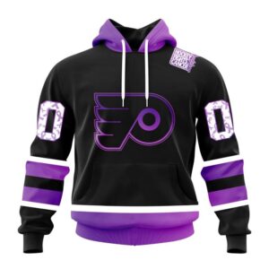 Personalized NHL Philadelphia Flyers Hoodie Special Black Hockey Fights Cancer Kits Hoodie 1