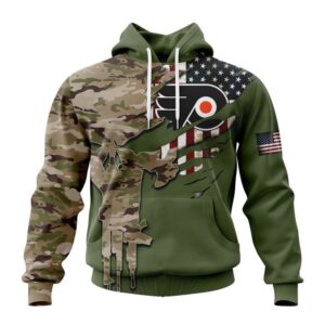 Personalized NHL Philadelphia Flyers Hoodie Special Camo Skull Design Hoodie 1