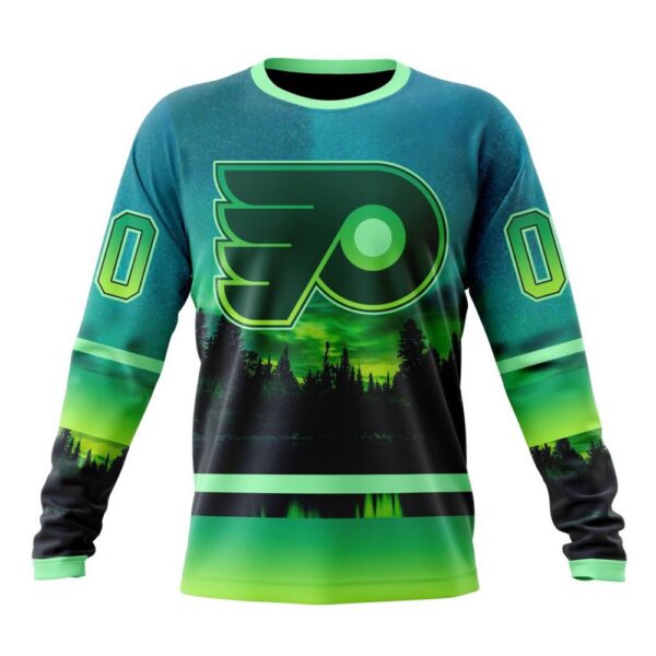 Personalized NHL Philadelphia Flyers Special Crewneck Sweatshirt Design With Northern Light Full Printed Sweatshirt