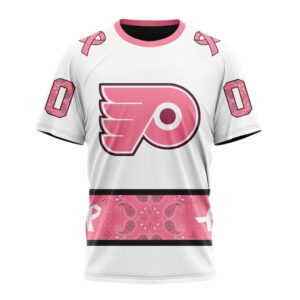 Personalized NHL Philadelphia Flyers T Shirt In Classic Style With Paisley In October We Wear Pink Breast Cancer T Shirt 1