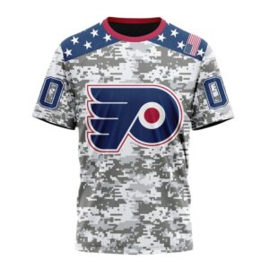 Personalized NHL Philadelphia Flyers T Shirt Special Camo Design For Veterans Day T Shirt 1