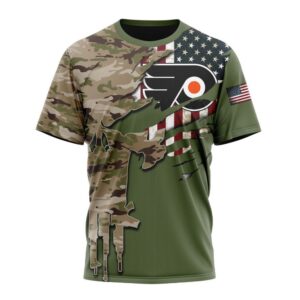 Personalized NHL Philadelphia Flyers T Shirt Special Camo Skull Design T Shirt 1