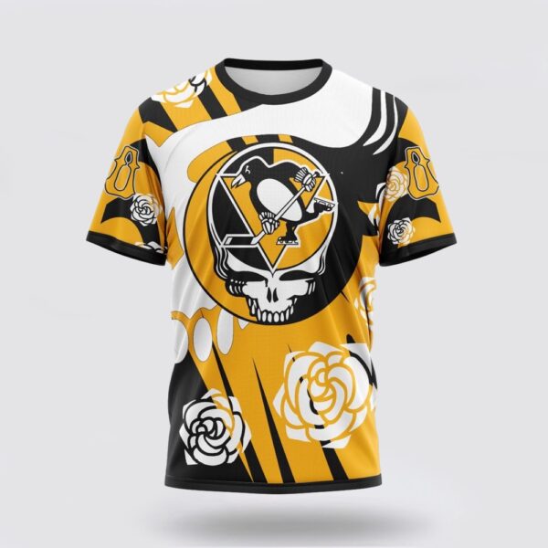 Personalized NHL Pittsburgh Penguins 3D T Shirt Special Grateful Dead Gathering Flowers Design T Shirt