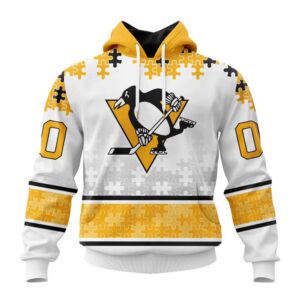 Personalized NHL Pittsburgh Penguins All Over Print Hoodie Special Autism Awareness Design With Home Jersey Style Hoodie 1