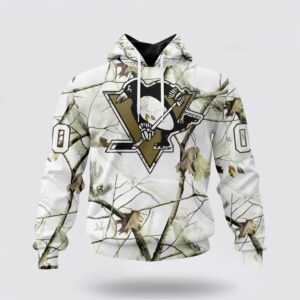 Personalized NHL Pittsburgh Penguins All Over Print Hoodie Special White Winter Hunting Camo Design Hoodie 1