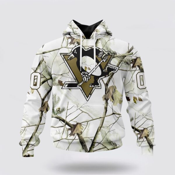 Personalized NHL Pittsburgh Penguins All Over Print Hoodie Special White Winter Hunting Camo Design Hoodie