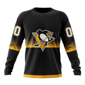 Personalized NHL Pittsburgh Penguins Crewneck Sweatshirt Special Black And Gradient Design 1