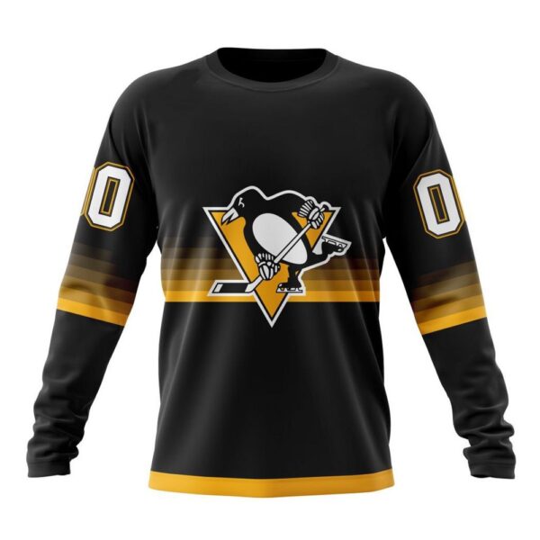 Personalized NHL Pittsburgh Penguins Crewneck Sweatshirt Special Black And Gradient Design