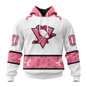 Personalized NHL Pittsburgh Penguins Hoodie In Classic Style With Paisley In October We Wear Pink Breast Cancer Hoodie 1