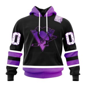 Personalized NHL Pittsburgh Penguins Hoodie Special Black Hockey Fights Cancer Kits Hoodie 1