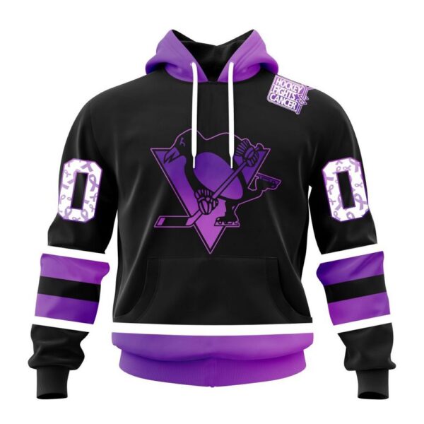 Personalized NHL Pittsburgh Penguins Hoodie Special Black Hockey Fights Cancer Kits Hoodie