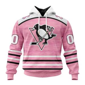 Personalized NHL Pittsburgh Penguins Hoodie Special Pink Fight Breast Cancer Design Hoodie 1