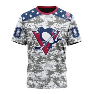 Personalized NHL Pittsburgh Penguins T Shirt Special Camo Design For Veterans Day T Shirt 1