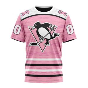 Personalized NHL Pittsburgh Penguins T Shirt Special Pink Fight Breast Cancer Design T Shirt 1