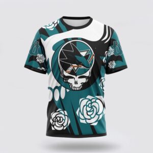 Personalized NHL San Jose Sharks 3D T Shirt Special Grateful Dead Gathering Flowers Design T Shirt 1