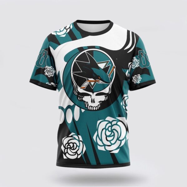 Personalized NHL San Jose Sharks 3D T Shirt Special Grateful Dead Gathering Flowers Design T Shirt