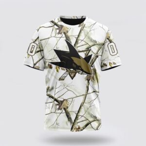 Personalized NHL San Jose Sharks 3D T Shirt Special White Winter Hunting Camo Design T Shirt 1