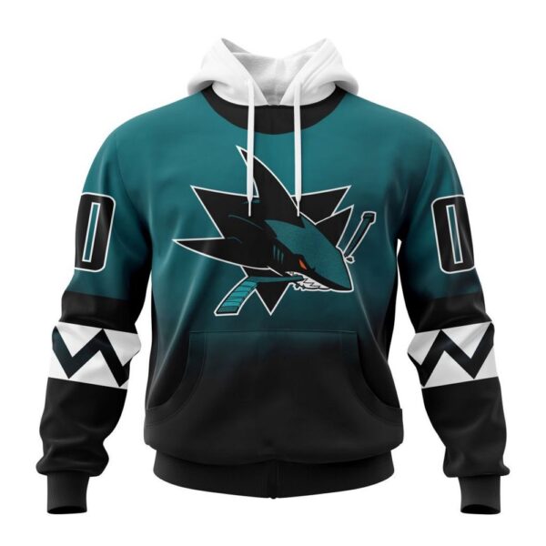 Personalized NHL San Jose Sharks All Over Print Hoodie New Gradient Series Concept Hoodie