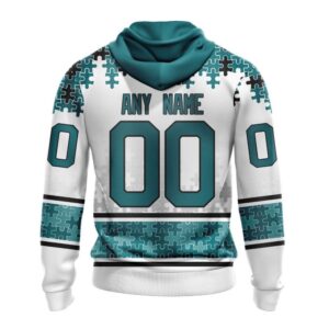 Personalized NHL San Jose Sharks All Over Print Hoodie Special Autism Awareness Design With Home Jersey Style Hoodie 2