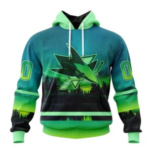 Personalized NHL San Jose Sharks All Over Print Hoodie Special Design With Northern Light Full Printed Hoodie 1
